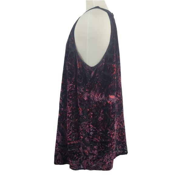 Torrid Halter Burnout Velvet Paisley Tunic Tank Red Black Size 1 - Picture 3 of 8